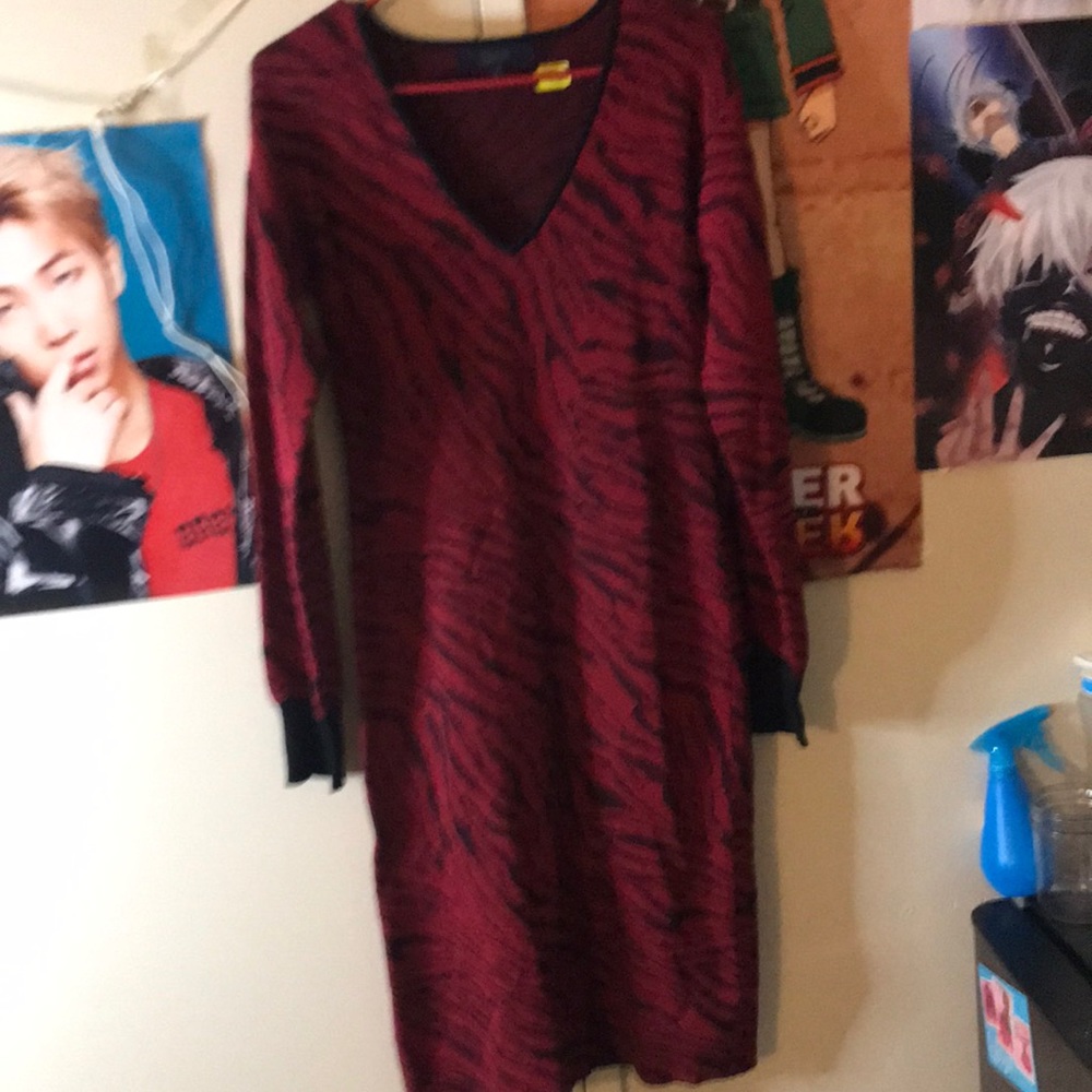 Rachel red & black long sleeve dress